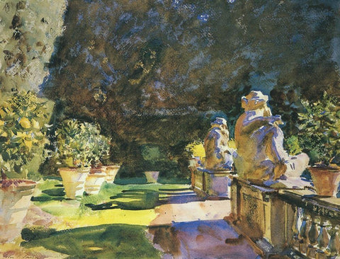 Villa de Marlia, Lucca, c. 1910 White Modern Wood Framed Art Print with Double Matting by Sargent, John Singer