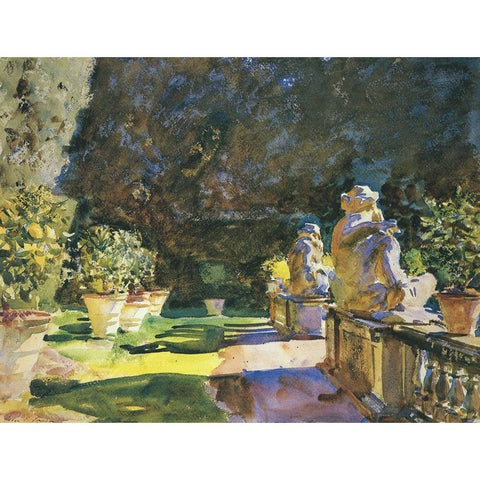 Villa de Marlia, Lucca, c. 1910 Black Modern Wood Framed Art Print with Double Matting by Sargent, John Singer