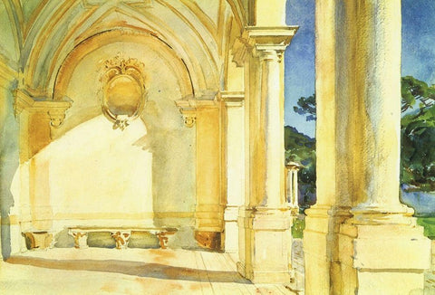Villa Falconieri 1910 White Modern Wood Framed Art Print with Double Matting by Sargent, John Singer