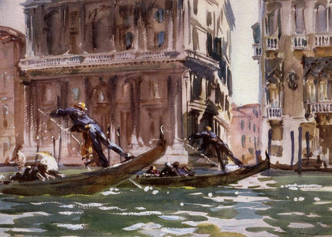Vue de Venise, 1902-04 White Modern Wood Framed Art Print with Double Matting by Sargent, John Singer
