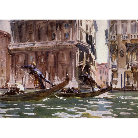 Vue de Venise, 1902-04 Black Modern Wood Framed Art Print by Sargent, John Singer
