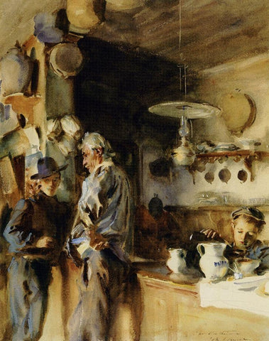 Wineshop, 1903 White Modern Wood Framed Art Print with Double Matting by Sargent, John Singer