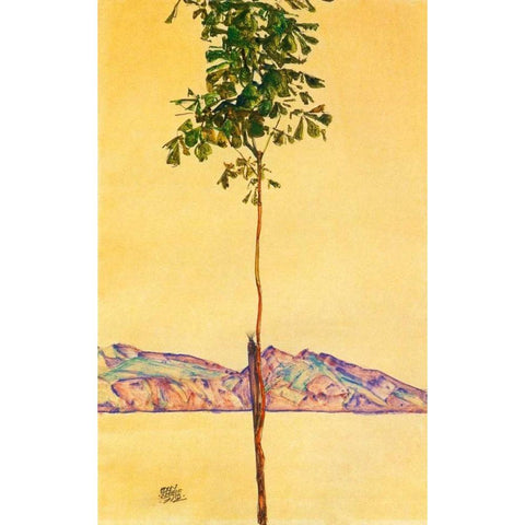 Little Tree 1912 White Modern Wood Framed Art Print by Schiele, Egon