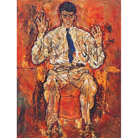 Portrait Of Painter Paris Von Gutersloh Black Modern Wood Framed Art Print with Double Matting by Schiele, Egon