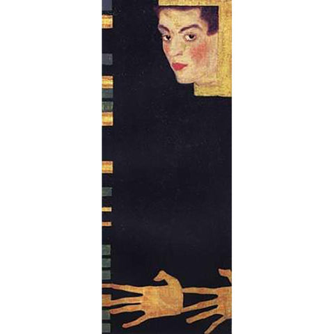 Self Portrait With Spread Fingers Black Modern Wood Framed Art Print with Double Matting by Schiele, Egon