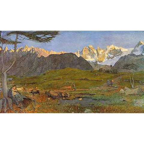 Life White Modern Wood Framed Art Print by Segantini, Giovanni