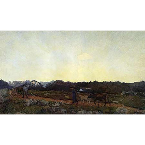 Nature White Modern Wood Framed Art Print by Segantini, Giovanni