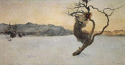 The Bad Mothers White Modern Wood Framed Art Print with Double Matting by Segantini, Giovanni