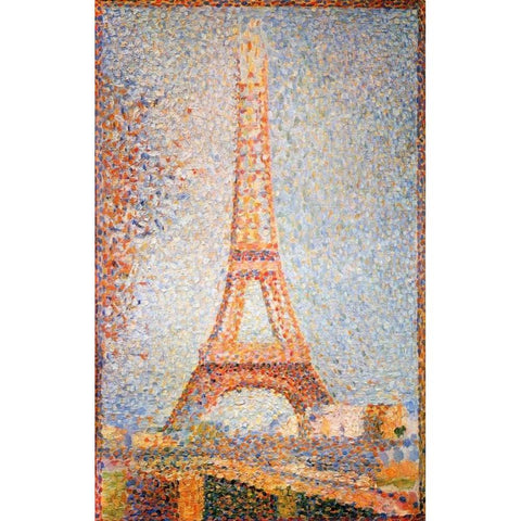 Eiffel Tower Black Modern Wood Framed Art Print with Double Matting by Seurat, Georges