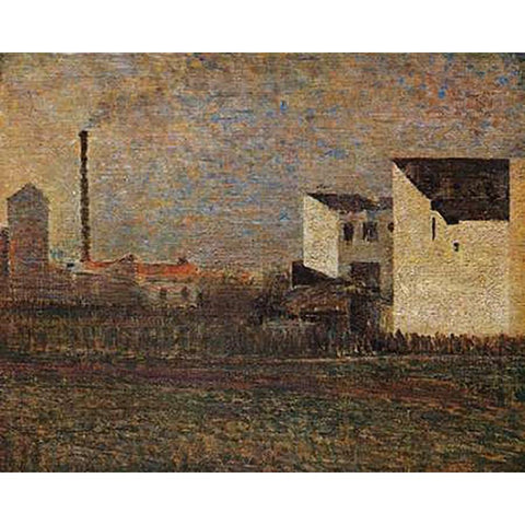 Industrial Suburb White Modern Wood Framed Art Print by Seurat, Georges