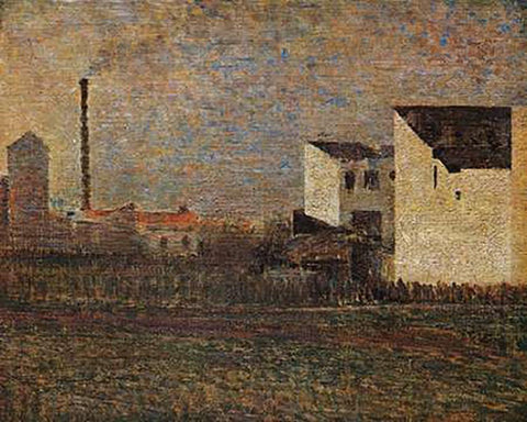 Industrial Suburb White Modern Wood Framed Art Print with Double Matting by Seurat, Georges