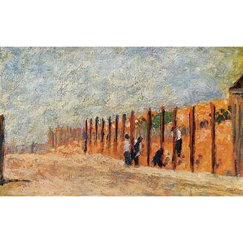 Peasants Driving Stakes White Modern Wood Framed Art Print by Seurat, Georges