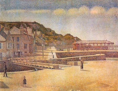 Port-En Bessin 1888 White Modern Wood Framed Art Print with Double Matting by Seurat, Georges