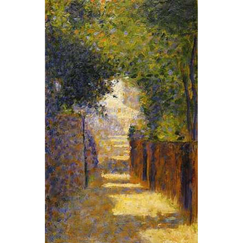 Rue Saint-Vincent Montmarte In Spring Gold Ornate Wood Framed Art Print with Double Matting by Seurat, Georges