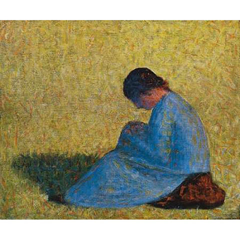 Seated Woman Gold Ornate Wood Framed Art Print with Double Matting by Seurat, Georges