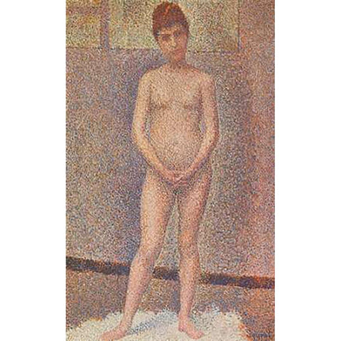 Standing Model Gold Ornate Wood Framed Art Print with Double Matting by Seurat, Georges