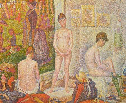 The Models White Modern Wood Framed Art Print with Double Matting by Seurat, Georges