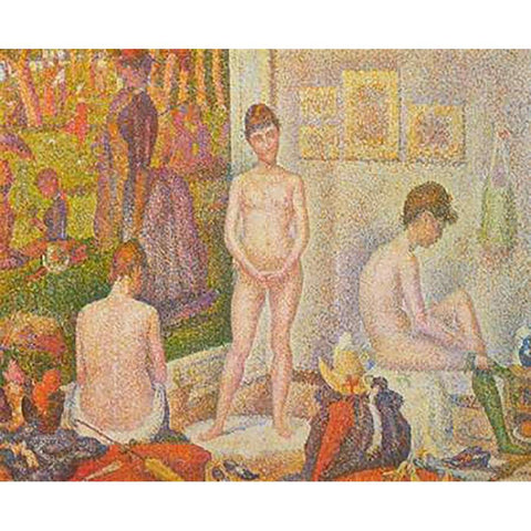 The Models Gold Ornate Wood Framed Art Print with Double Matting by Seurat, Georges