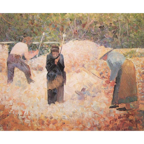 The Stonebreakers Le Raincy Black Modern Wood Framed Art Print with Double Matting by Seurat, Georges