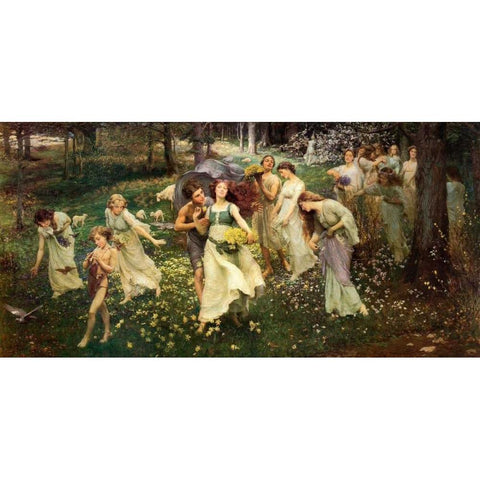 Ward The Progress Of Spring 1905 Black Modern Wood Framed Art Print by Seurat, Georges