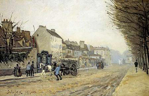 Boulevard Heloise Argenteuil Black Ornate Wood Framed Art Print with Double Matting by Sisley, Alfred