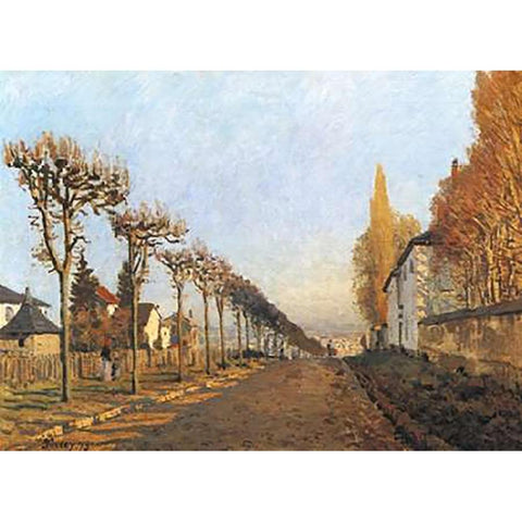 Chemin de la Machine, Louveciennes White Modern Wood Framed Art Print by Sisley, Alfred