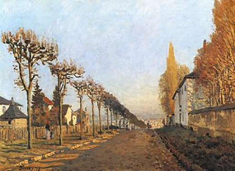 Chemin de la Machine, Louveciennes Black Ornate Wood Framed Art Print with Double Matting by Sisley, Alfred