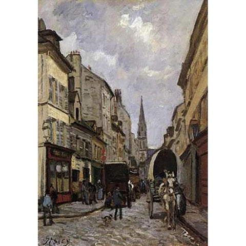 La Grande Rue Argenteuil Gold Ornate Wood Framed Art Print with Double Matting by Sisley, Alfred