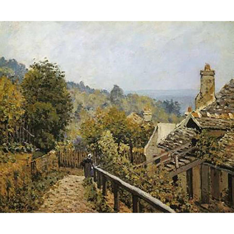 Sentier De La Mi Cote Louveciennes Gold Ornate Wood Framed Art Print with Double Matting by Sisley, Alfred