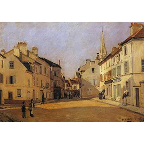 Square At Argenteuil Gold Ornate Wood Framed Art Print with Double Matting by Sisley, Alfred