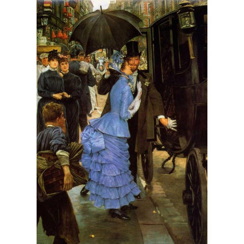Bridemaid Black Modern Wood Framed Art Print by Tissot, James Jacques