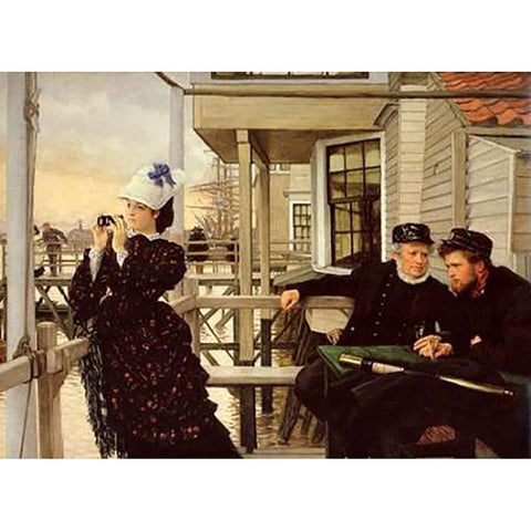 Captains Daughter White Modern Wood Framed Art Print by Tissot, James