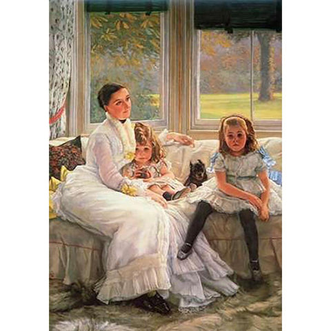 Chapple Gill Family Lower Lea Woolton White Modern Wood Framed Art Print by Tissot, James