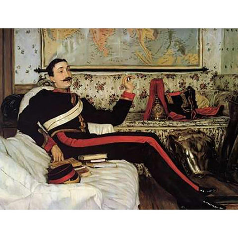 Colonel Frederick Burnaby Gold Ornate Wood Framed Art Print with Double Matting by Tissot, James