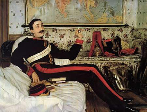 Colonel Frederick Burnaby White Modern Wood Framed Art Print with Double Matting by Tissot, James