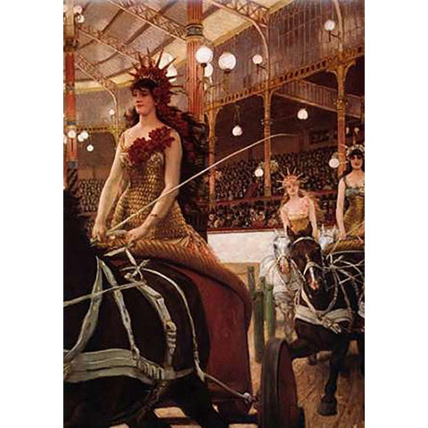 Ladies Of The Cars White Modern Wood Framed Art Print by Tissot, James