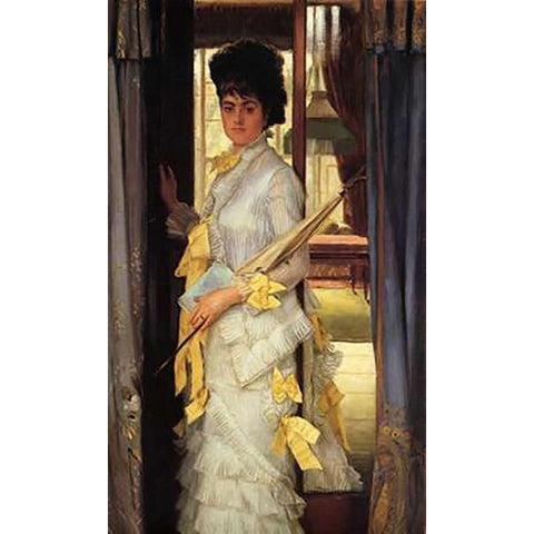 Miss Lloyd White Modern Wood Framed Art Print by Tissot, James