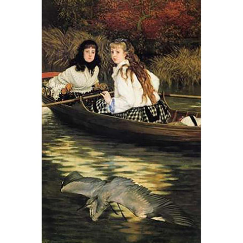 On The Thames A Heron 1872 Black Modern Wood Framed Art Print with Double Matting by Tissot, James