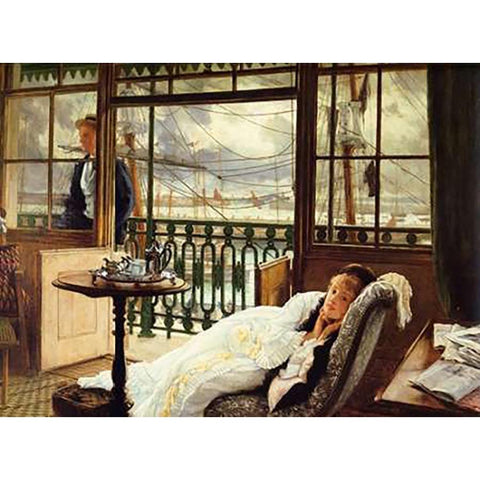 Passing Storm Gold Ornate Wood Framed Art Print with Double Matting by Tissot, James