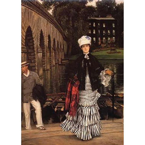 Return From Boating Trip Black Modern Wood Framed Art Print with Double Matting by Tissot, James