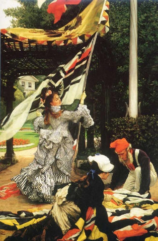 Still On Top White Modern Wood Framed Art Print with Double Matting by Tissot, James Jacques