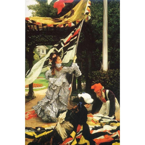 Still On Top Black Modern Wood Framed Art Print by Tissot, James Jacques