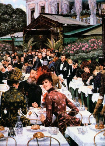 The Artists Ladies White Modern Wood Framed Art Print with Double Matting by Tissot, James Jacques