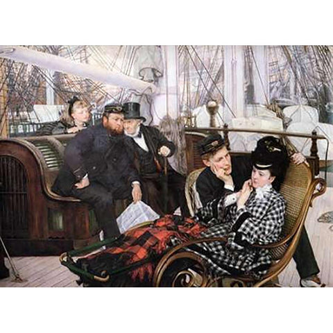 The Last Evening White Modern Wood Framed Art Print by Tissot, James