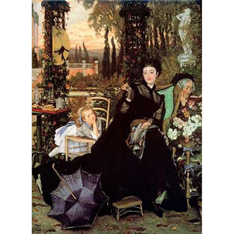 The Widow Black Modern Wood Framed Art Print with Double Matting by Tissot, James