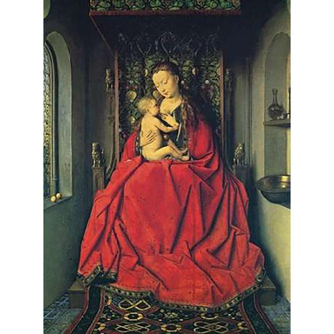 Lucca Madonna Gold Ornate Wood Framed Art Print with Double Matting by Van Eyck, Jan