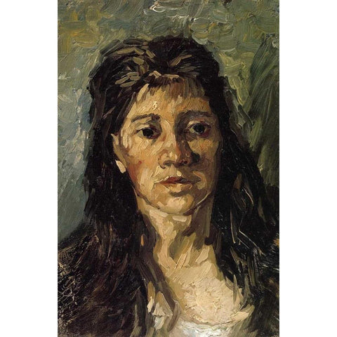 Head Of A Woman White Modern Wood Framed Art Print by Van Gogh, Vincent