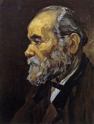 Head Of An Old Man Black Ornate Wood Framed Art Print with Double Matting by Van Gogh, Vincent