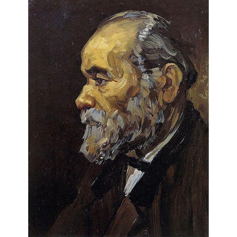 Head Of An Old Man Gold Ornate Wood Framed Art Print with Double Matting by Van Gogh, Vincent