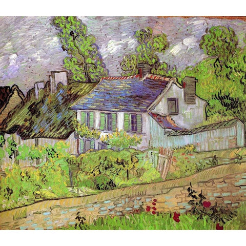 House In Auvers Black Modern Wood Framed Art Print with Double Matting by Van Gogh, Vincent